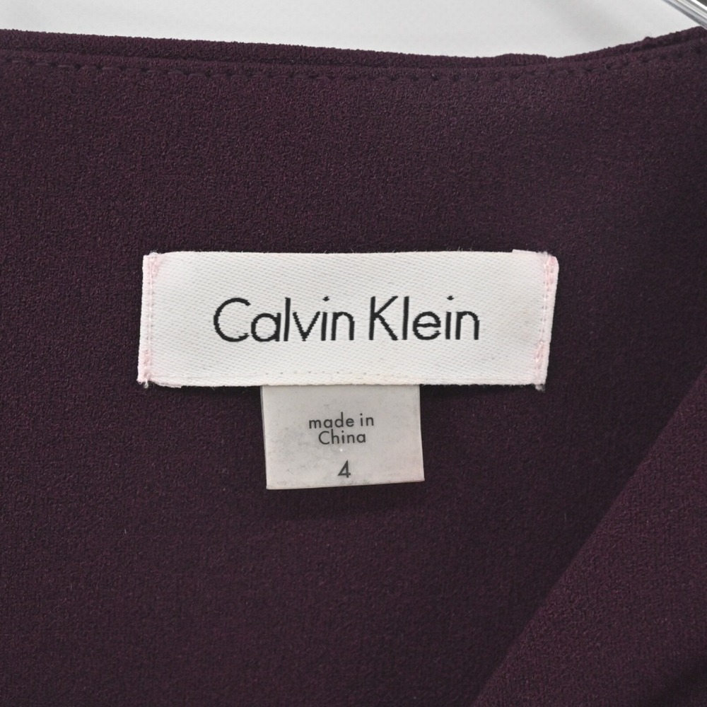 Calvin Klein Burgundy Sheath Dress Size 4 Lace Bell Sleeve Sheath Moody Romantic - Picture 8 of 14